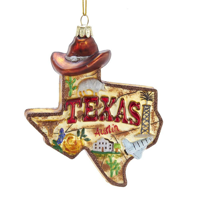 State Of Texas Glass Christmas Ornament