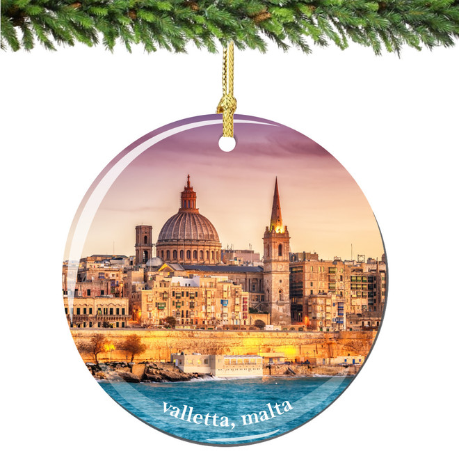 Valletta Malta Christmas Ornament Porcelain Double Sided