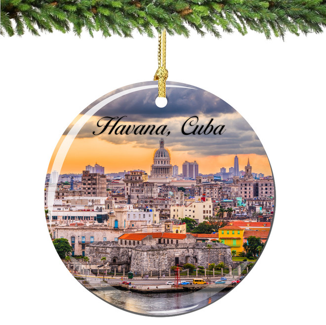 Havana Cuba Christmas Ornament Porcelain Double Sided