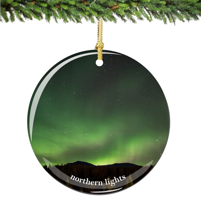 Northern Lights Christmas Ornament Porcelain Double Sided