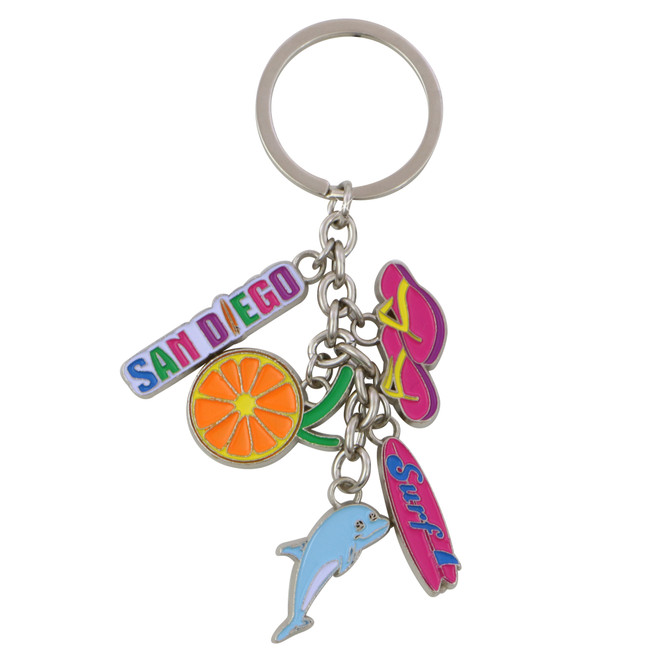 Metal San Diego Key Chain 5 Charms