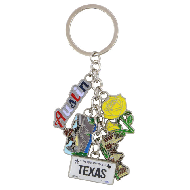 Metal Austin Texas Key Chain 5 Charms