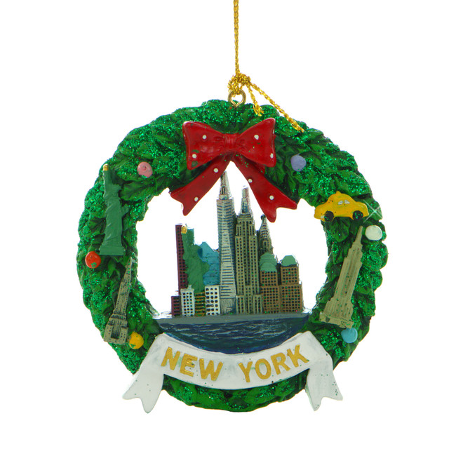 NYC Skyline Wreath Christmas Ornament - Thumbnail 3