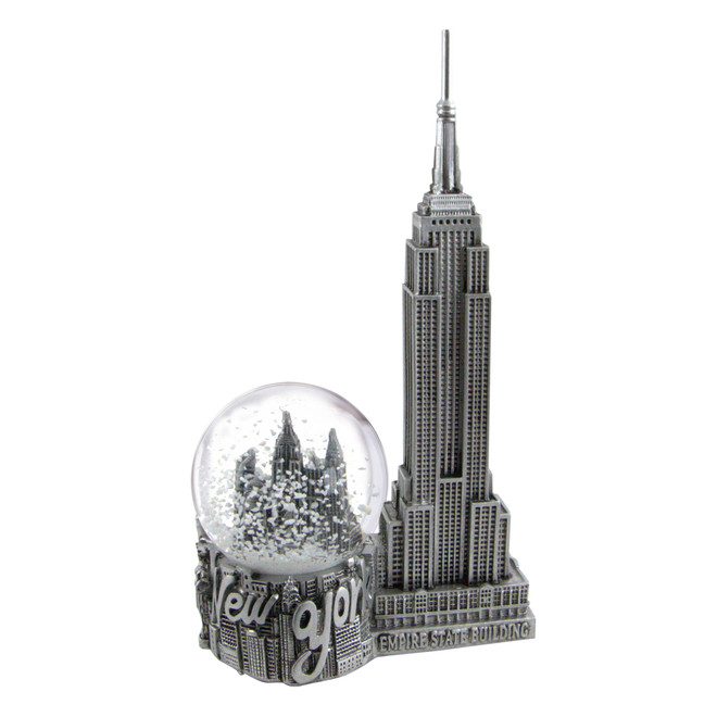 Silver NYC Empire State Building Replica Snow Globe