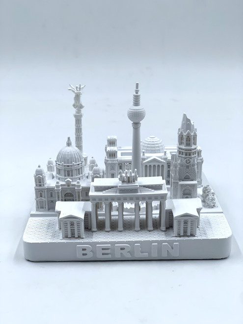 Berlin City Skyline 3D Model Landmark Replica Square Matte White 4 1/2 Inches