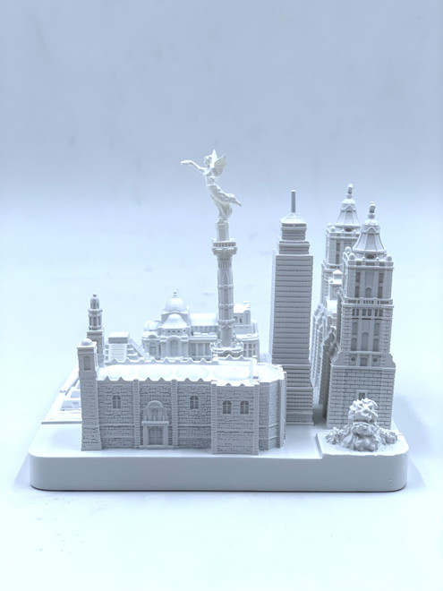 Mexico City Skyline 3D Model Landmark Replica Square Matte White 4 1/2 Inches