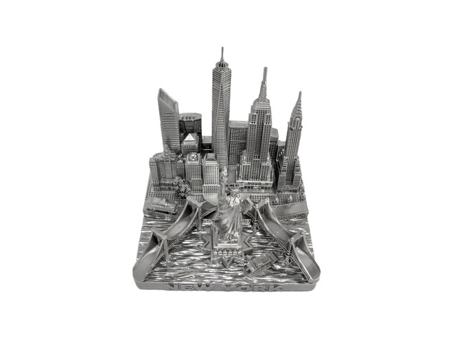 New York City Skyline 3D Model Landmark Replica Square Silver 4 1/2 Inches