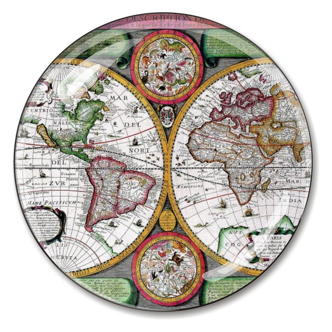 World Map Paperweight Crystal [3 In)