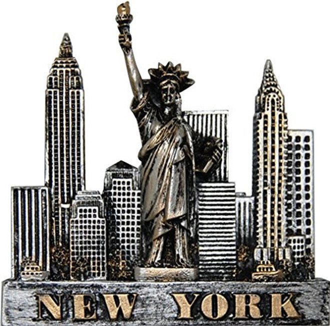 New York City Skyline Silver Magnet 3in