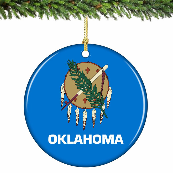 Oklahoma Flag Ornament Porcelain
