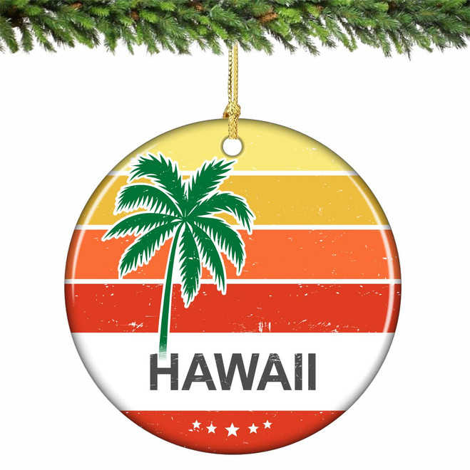 Hawaii Sunset Ornament Porcelain