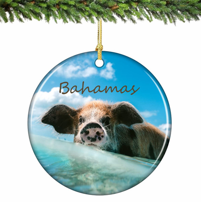 Swimming Pig Ornament Porcelain