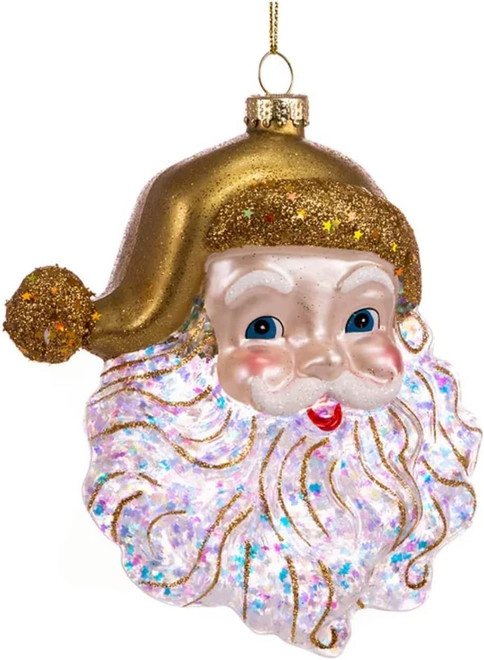 5.25 IN Santa Head Gold Gltr Ornament
