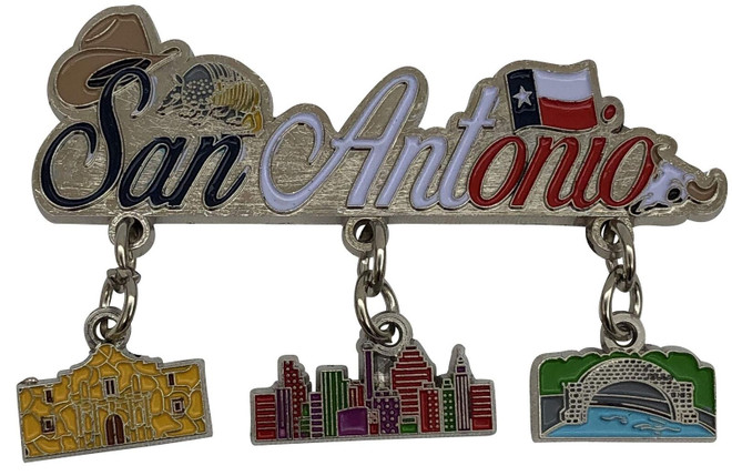 San Antonio Magnet w/ 3 Charms 3in