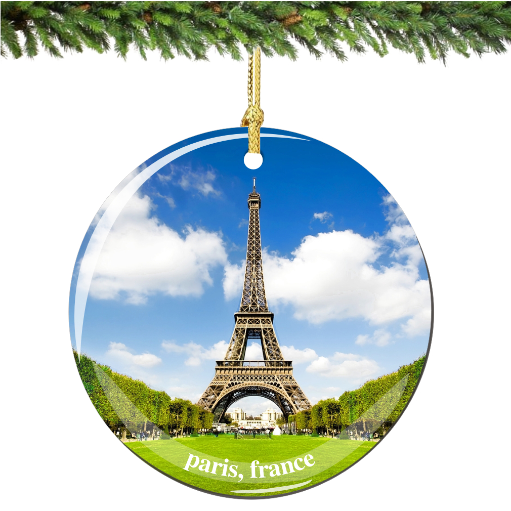 Eiffel Tower Porcelain Christmas Ornament - Thumbnail 2