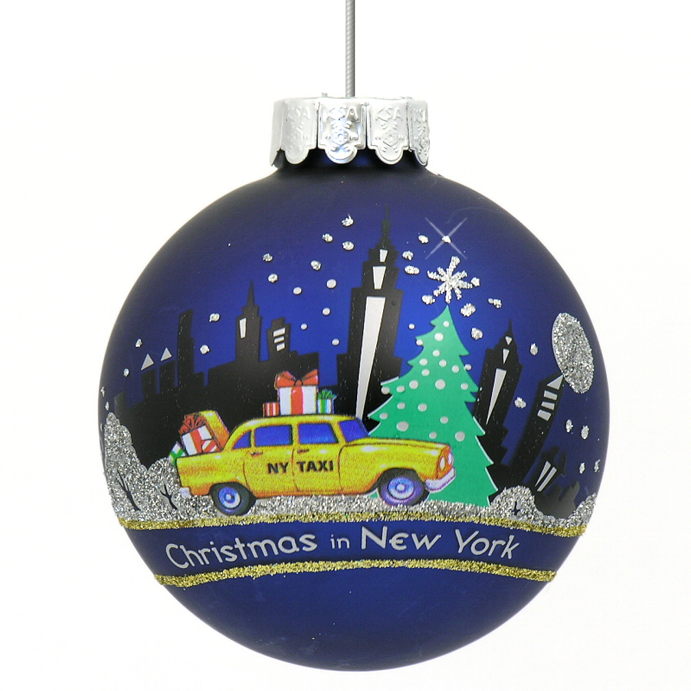 NYC Taxi Glass Ball Ornament - Thumbnail 2