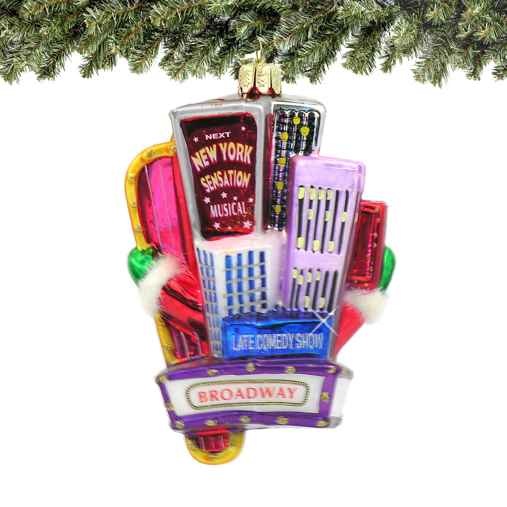 Santa on Broadway Glass Ornament - Thumbnail 4