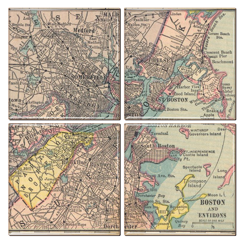 Boston Map Coaster Set of 4 - Thumbnail 3