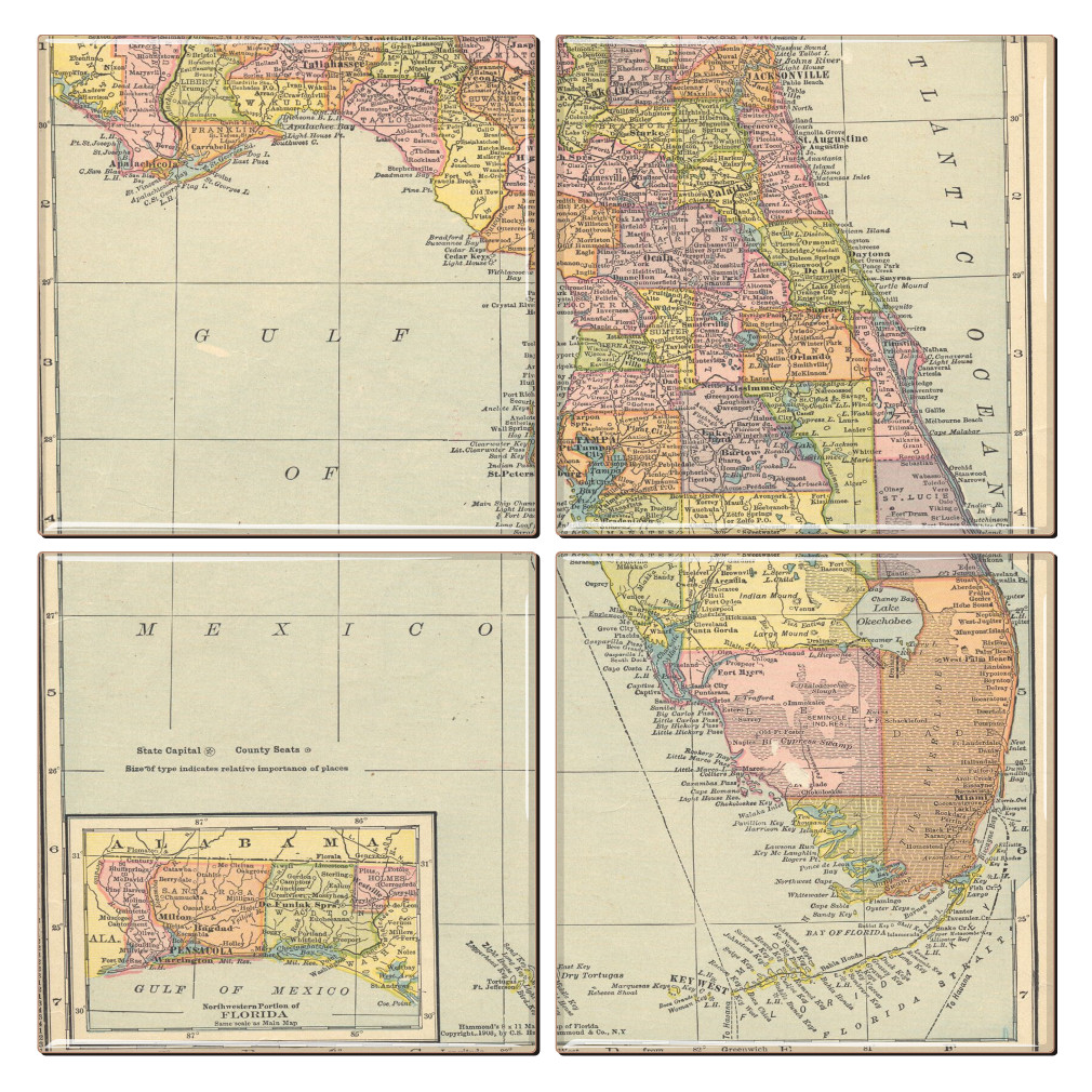Florida Map Coaster Set of 4 - Thumbnail 2