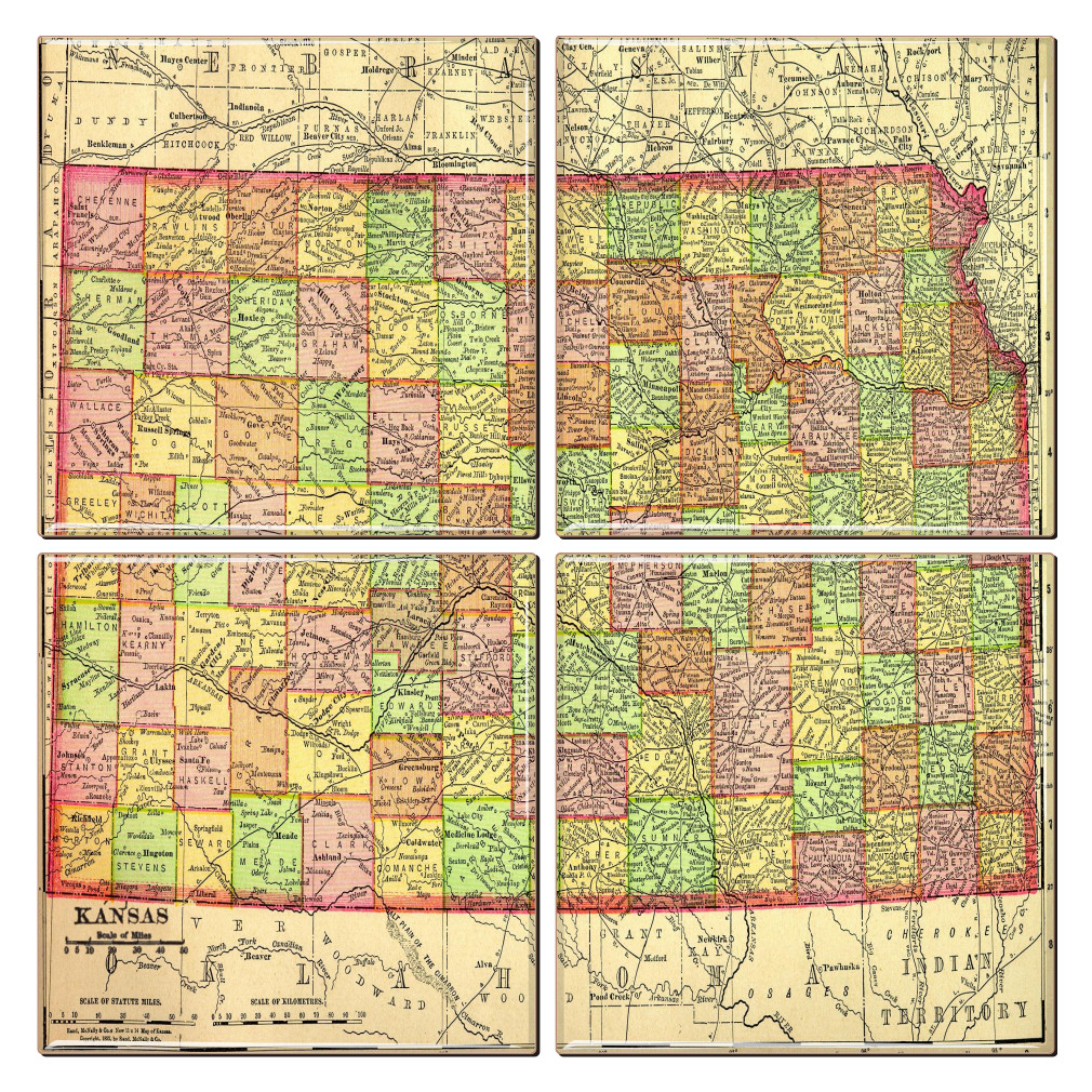 Kansas Map Coaster Set