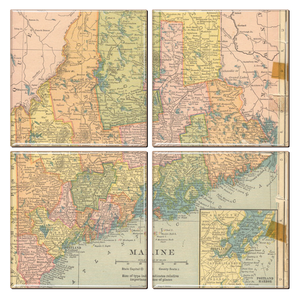 Maine Map Coaster Set of 4 - Thumbnail 2