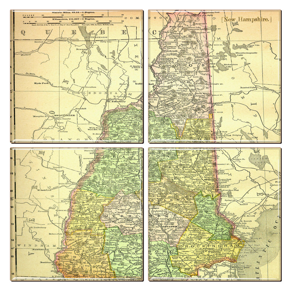 New Hampshire Map Coaster Set of 4 - Thumbnail 3
