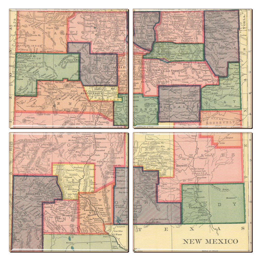 New Mexico Map Coaster Set of 4 - Thumbnail 3