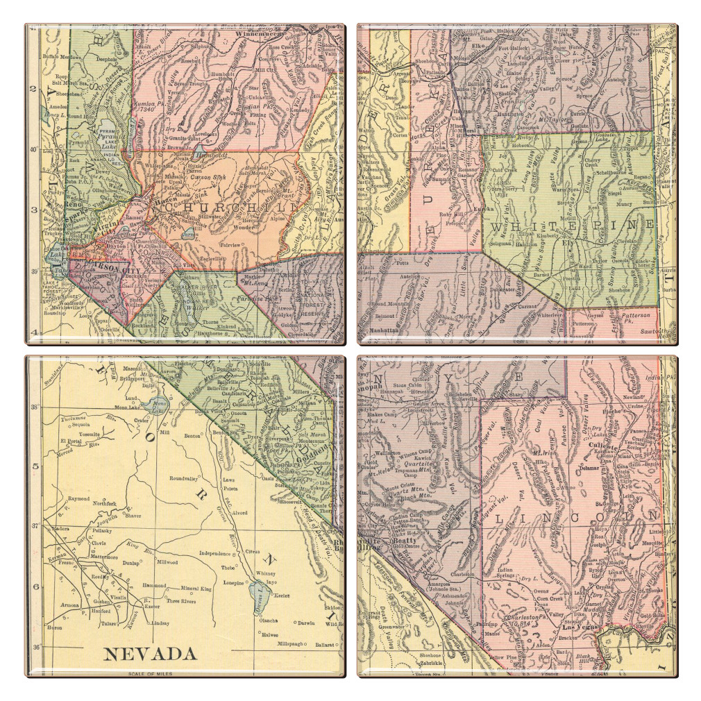Nevada Map Coaster Set of 4 - Thumbnail 3