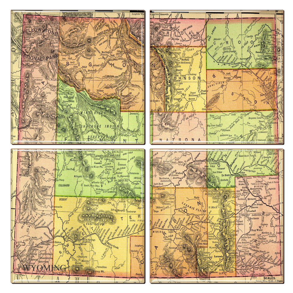 Wyoming Map Coaster Set of 4