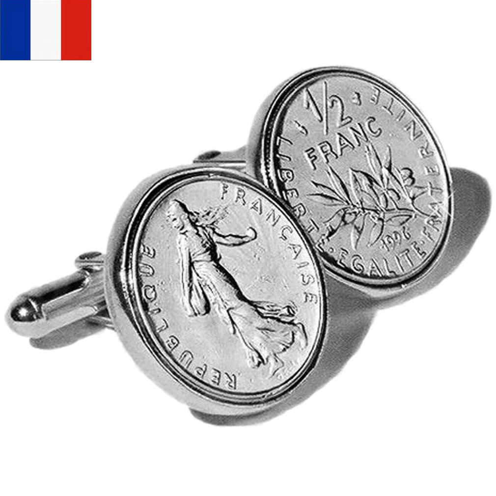 Sterling Silver French Franc Coin Cufflinks