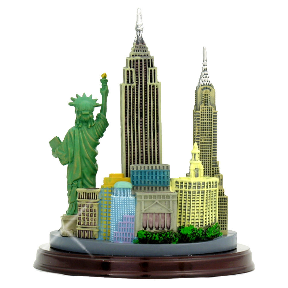 New York City Skyline Replica On Wooden Base
