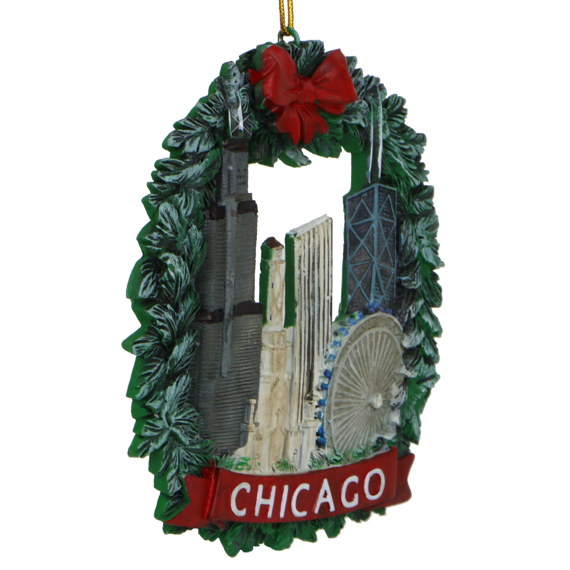 Chicago Christmas Wreath Ornament - Thumbnail 4