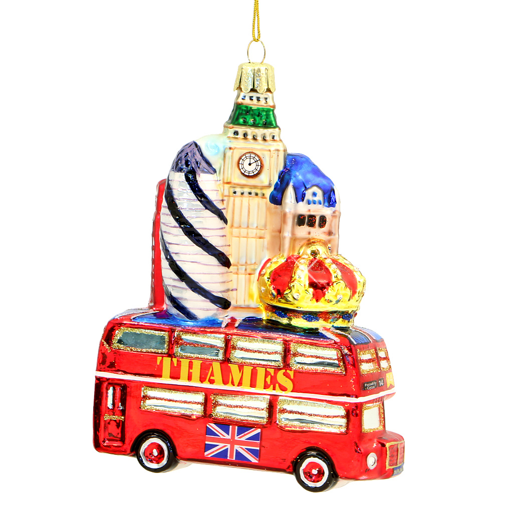 London Bus and Landmarks Glass Ornament - Thumbnail 4