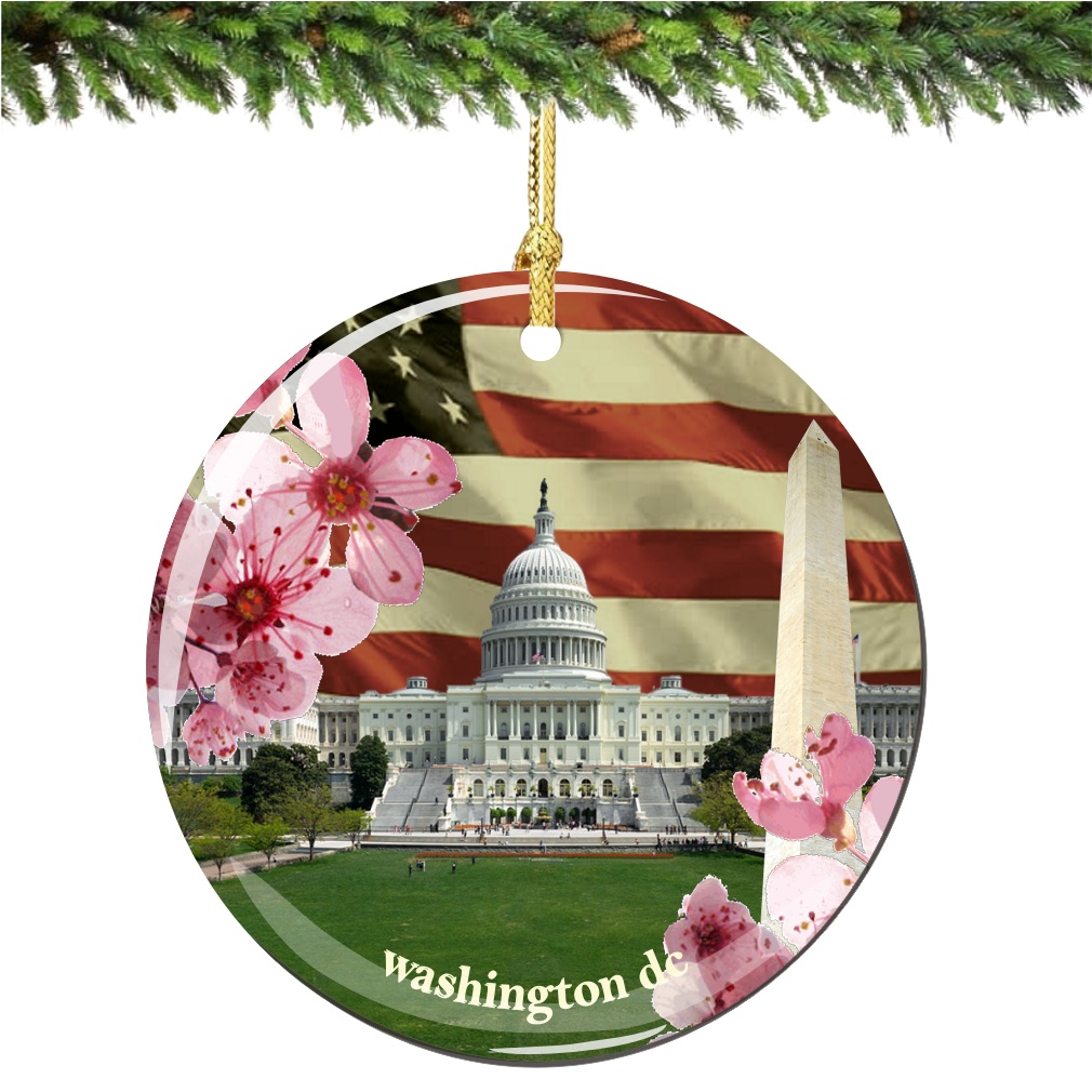 Washington DC Collage Porcelain Christmas Ornament - Thumbnail 2