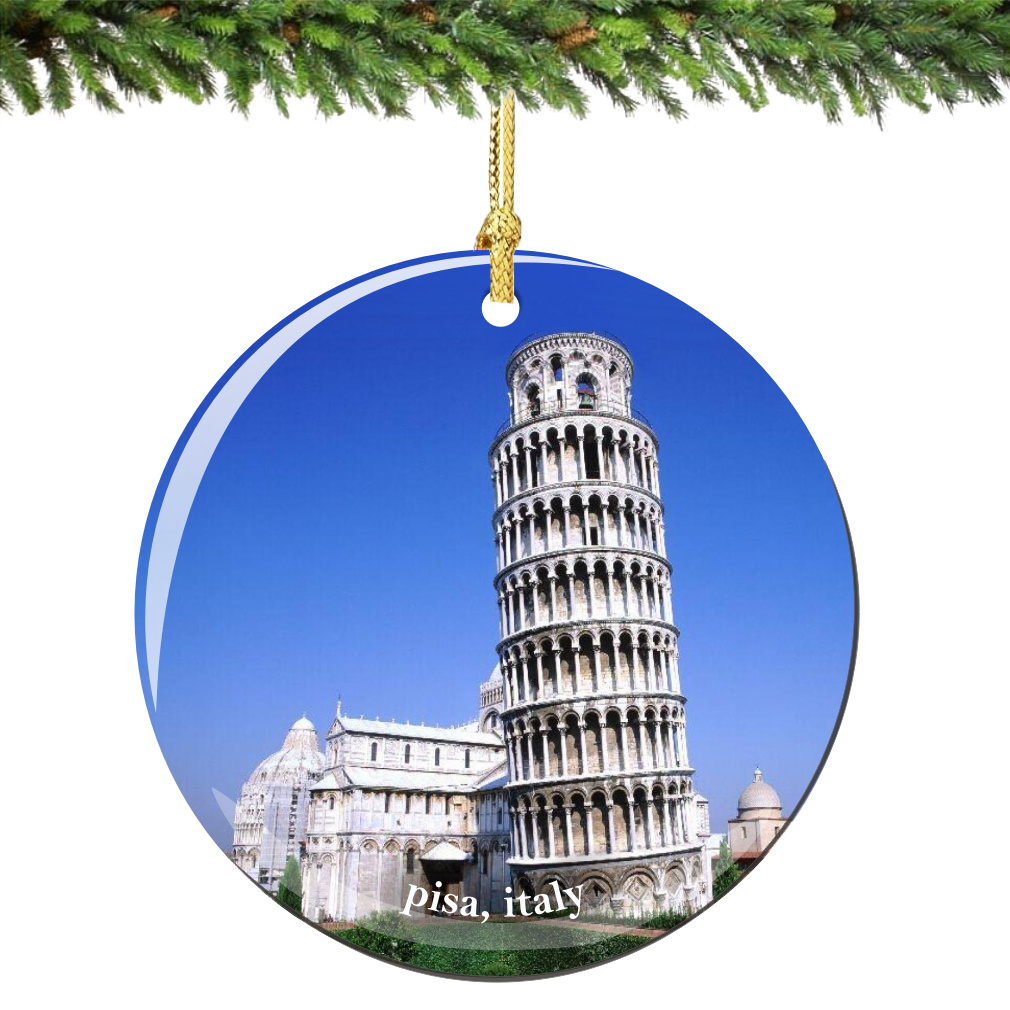 Leaning Tower of Pisa Christmas Ornament Porcelain - Thumbnail 2