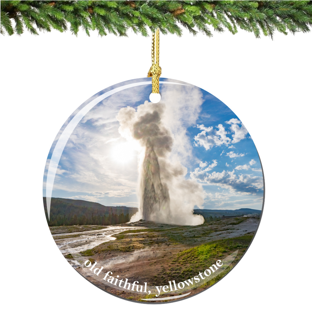 Old Faithful Yellowstone Christmas Ornament Porcelain - Thumbnail 2