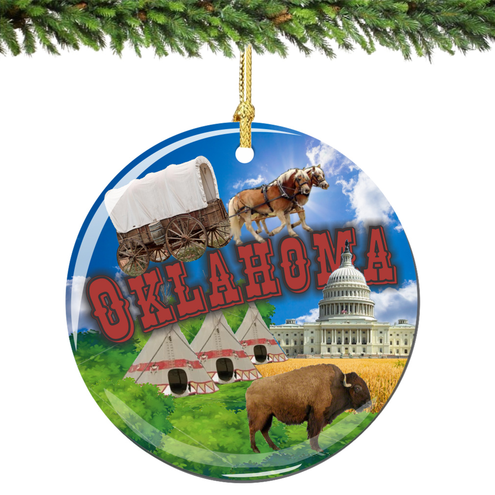 Oklahoma Christmas Ornament Porcelain