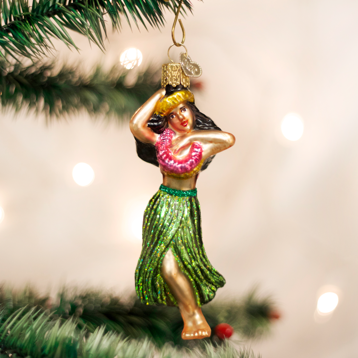 Hula Dancer Glass Ornament