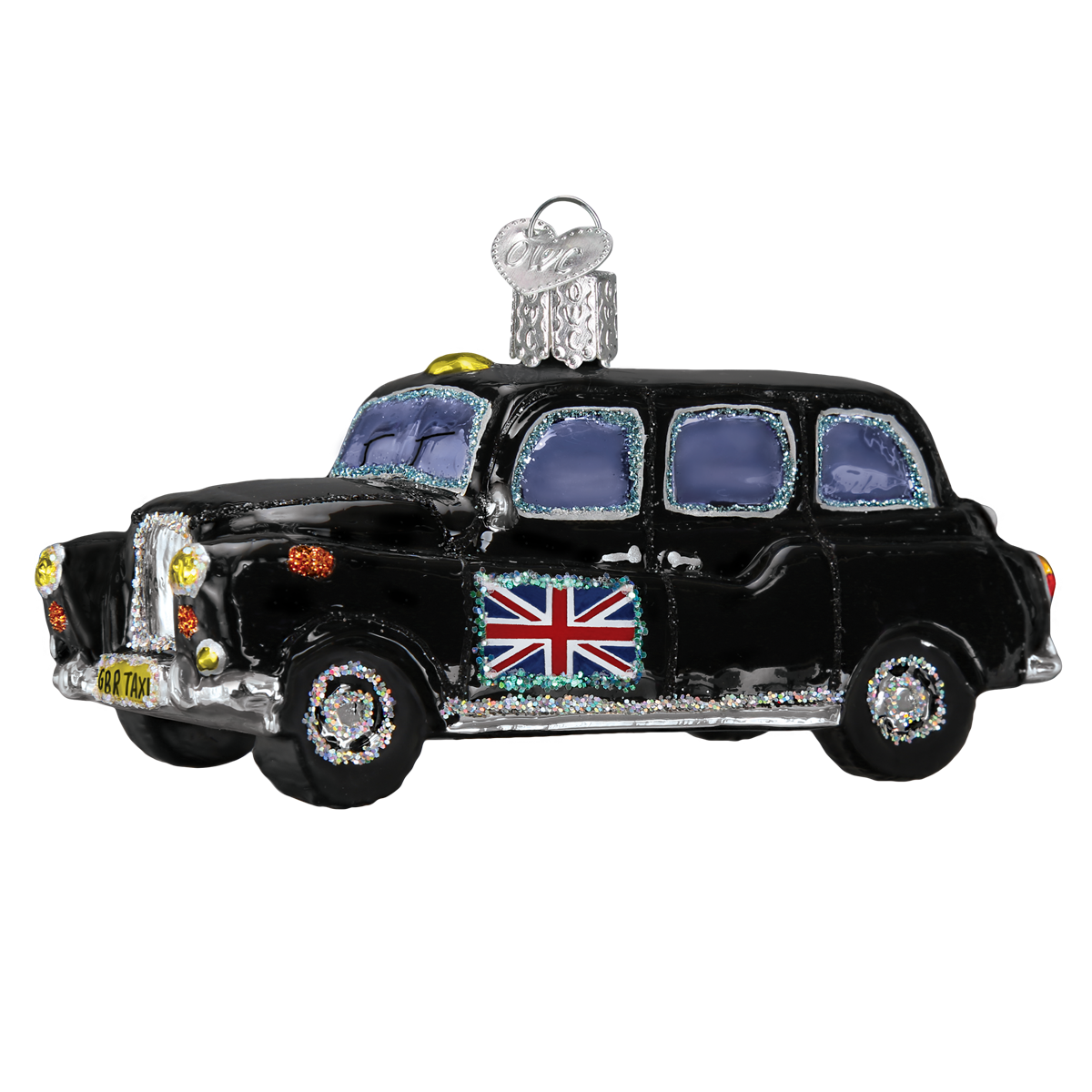British Taxi Glass Ornament