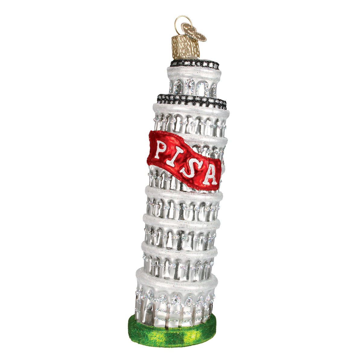 Leaning Tower of Pisa Glass Christmas Ornament