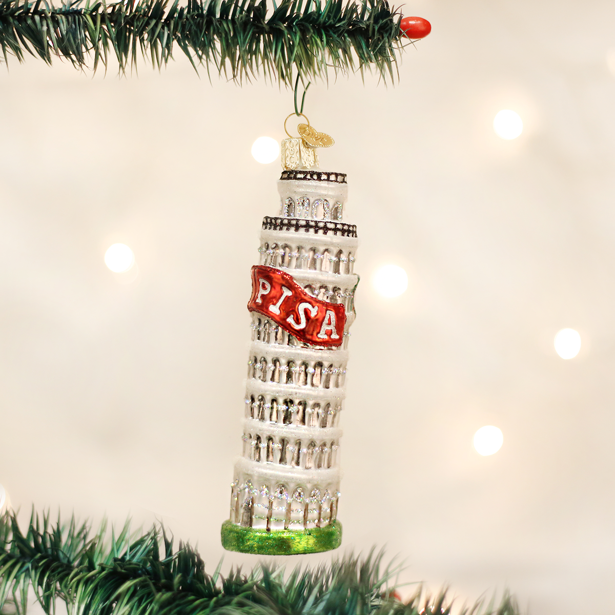 Leaning Tower of Pisa Glass Christmas Ornament - Thumbnail 3