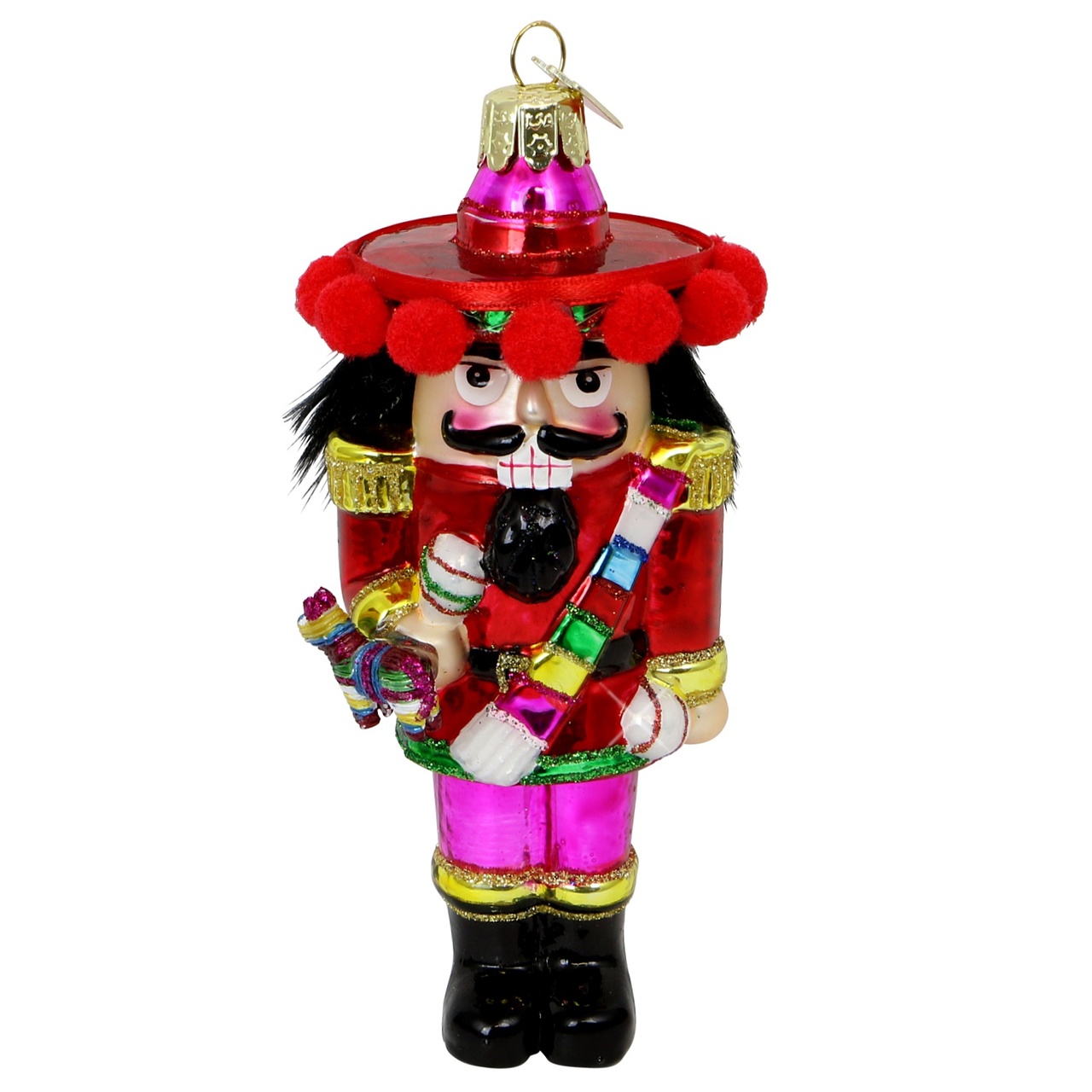Glass Mexican Nutcracker Christmas Ornament - Thumbnail 4