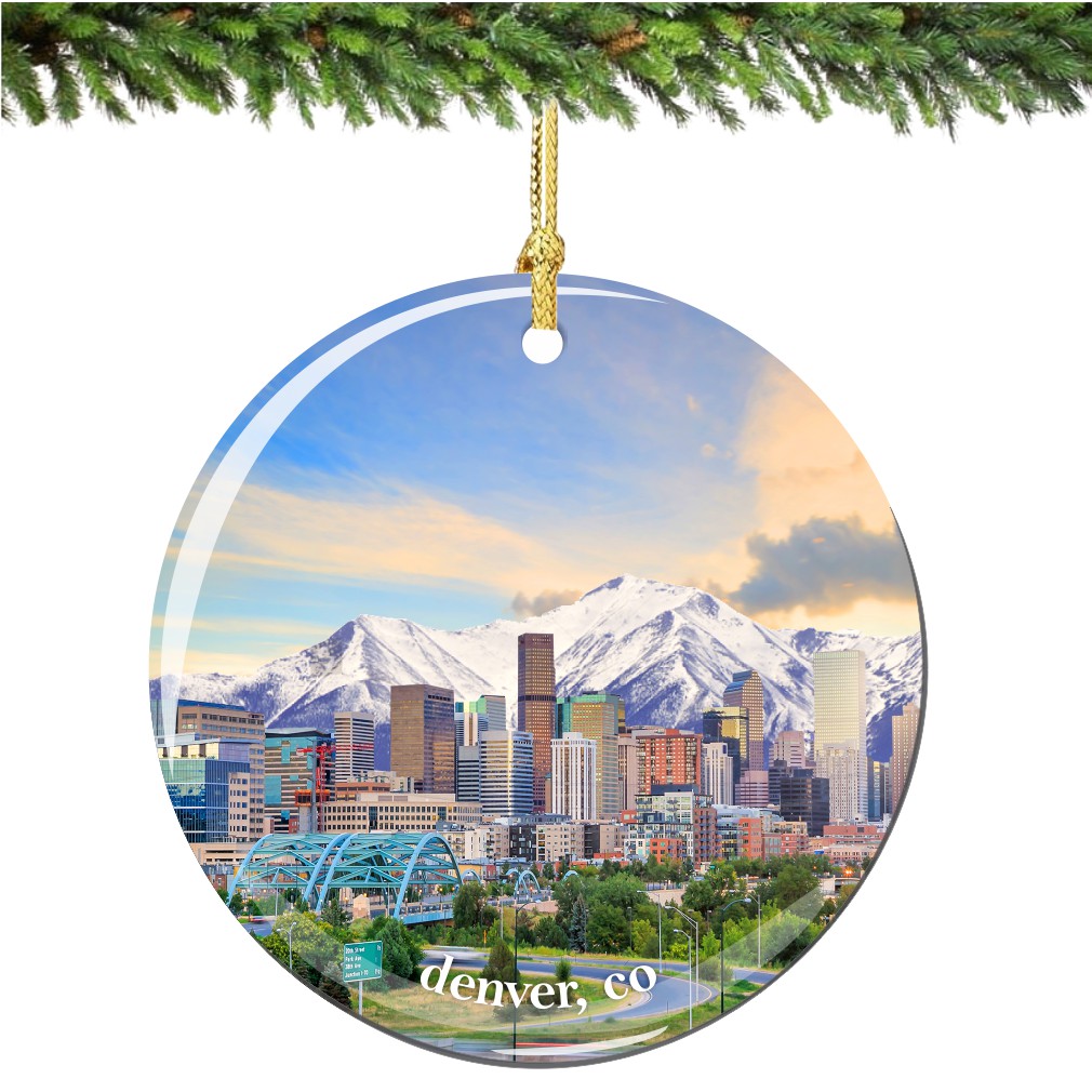 Denver Colorado Christmas Ornament Porcelain Double Sided - Thumbnail 3