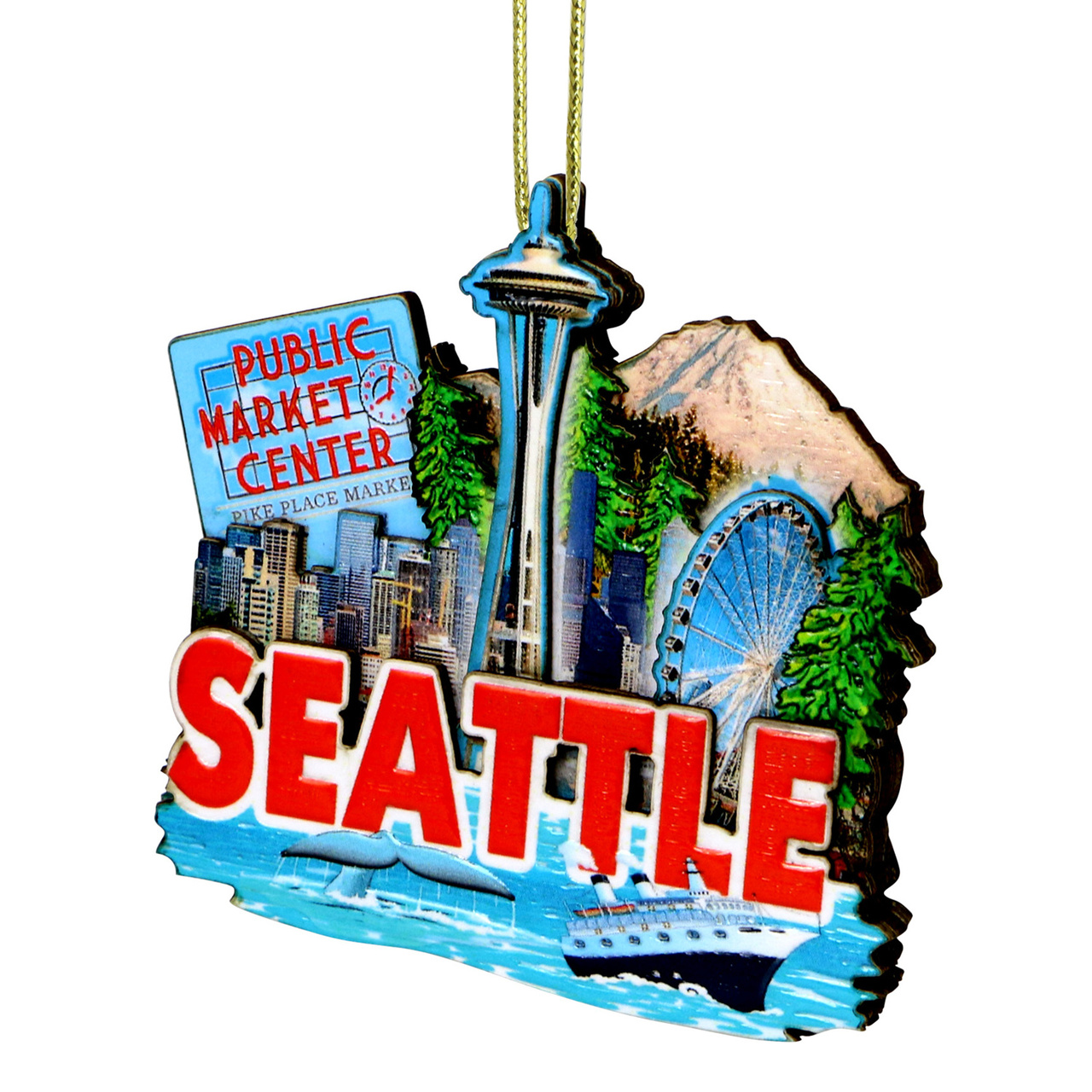 3D Seattle Christmas Ornament