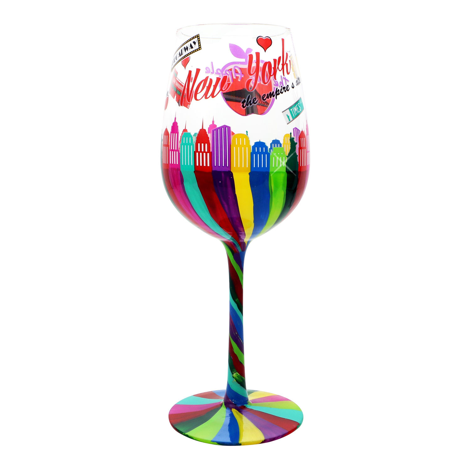 Hand painted New York City Skyline Wine Glass