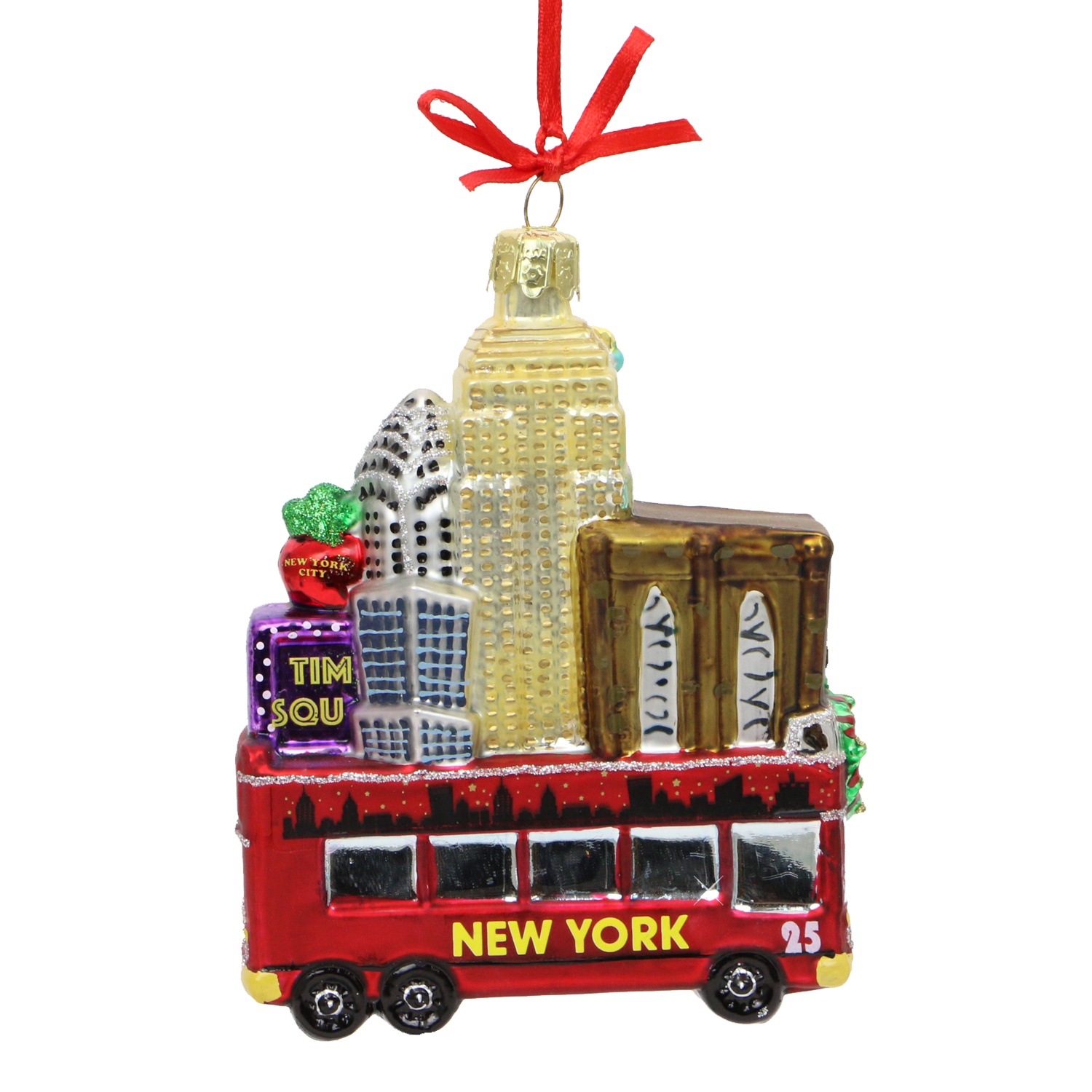 New York City Christmas Tour Glass Ornament - Thumbnail 2
