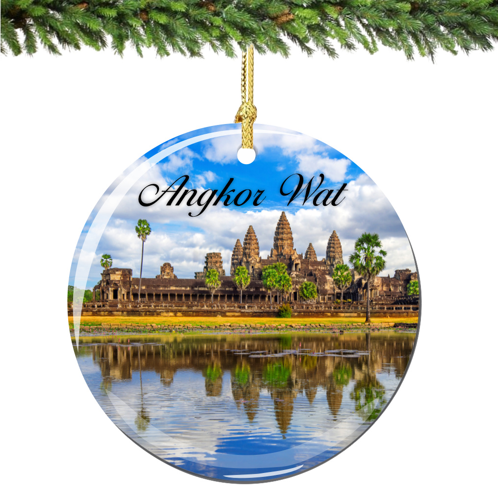 Angkor Wat Christmas Ornament Porcelain Double Sided