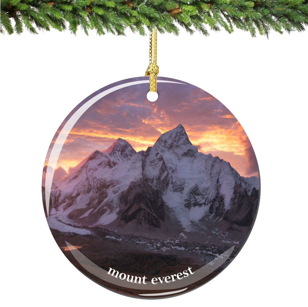 Mount Everest Christmas Ornament Porcelain Double Sided