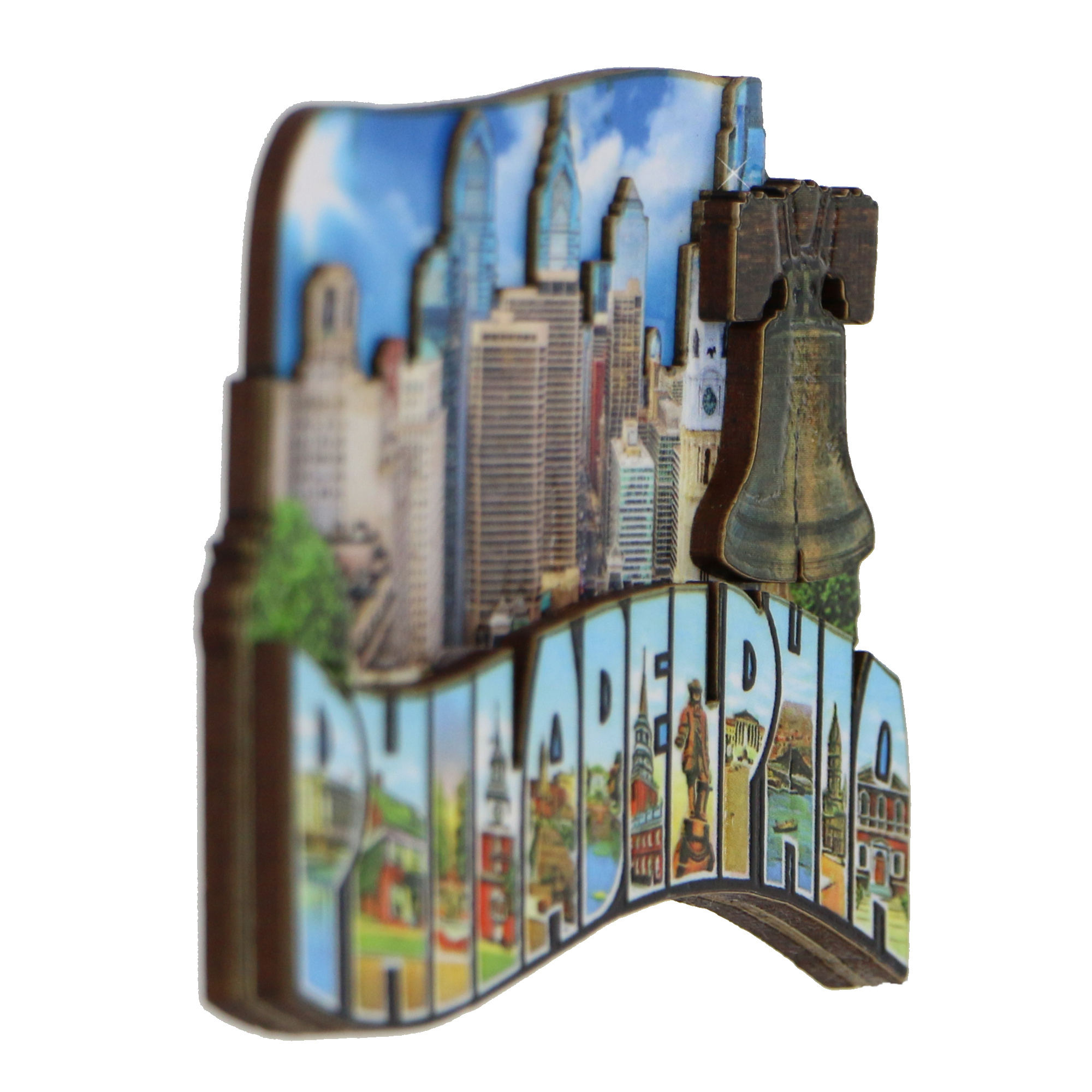 3D Wooden Philadelphia Magnet Skyline - Thumbnail 2