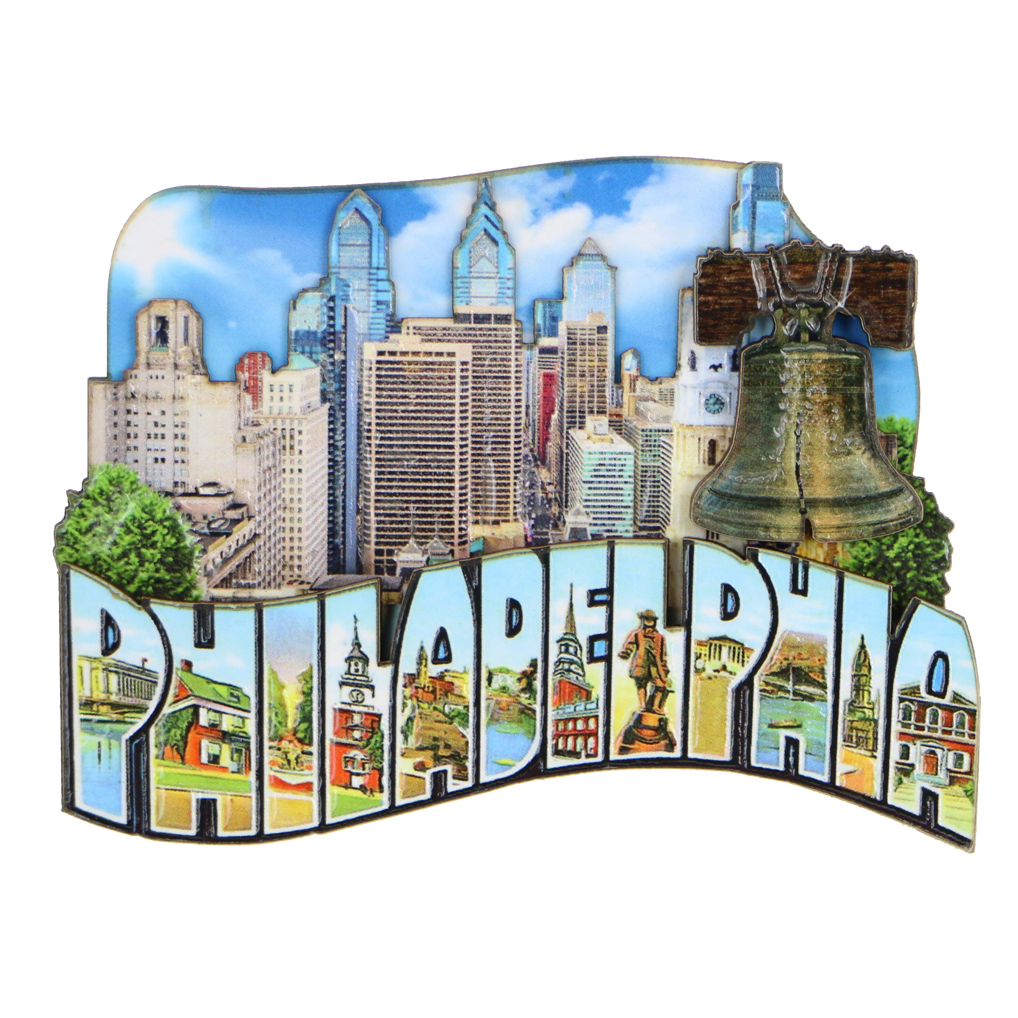 3D Wooden Philadelphia Magnet Skyline